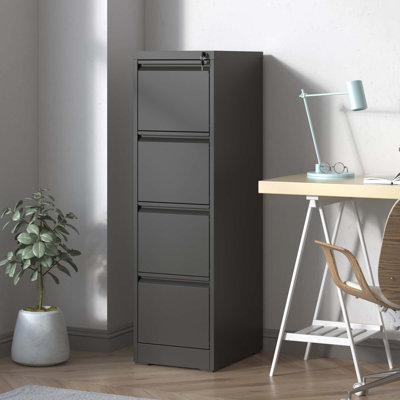 Malaja 52.4"H Metal Vertical Filing Cabinets with 4 Drawers Lockable For Home Office A4/Letter/Legal