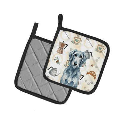 Paire de porte-cafetières bleu-gris écossais Deerhound