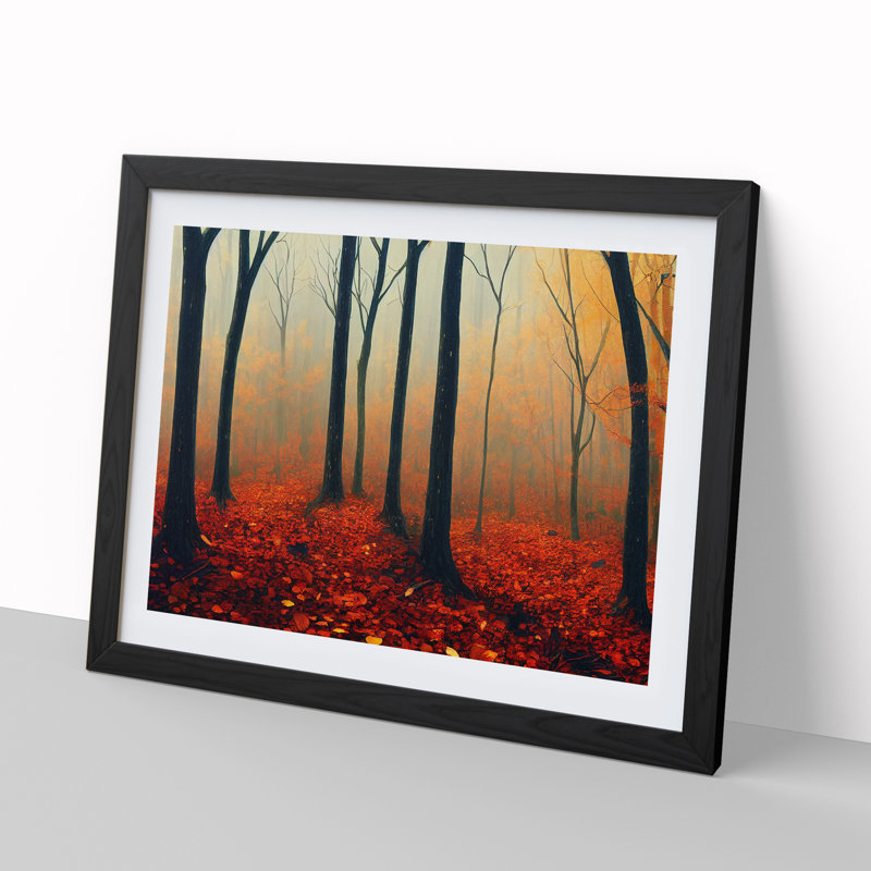 XH1022-7648X Seductive Autumn Forest - Single Picture Frame Painting, 46cm H x 64cm W x 2cm D, Black 