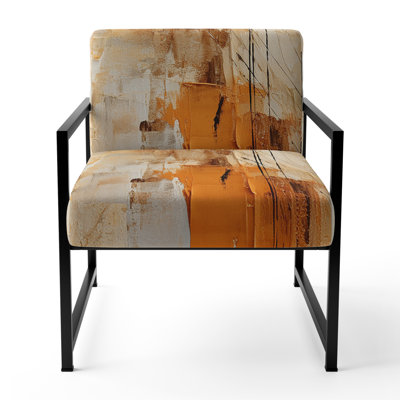 Glam Orange Beige Collage IV - Upholstered Modern Arm Chair, Fashion Art Accent Chair