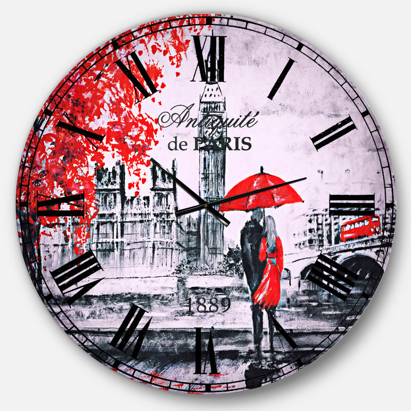 Couples qui marchent à Paris - horloge murale campagne française, Grand