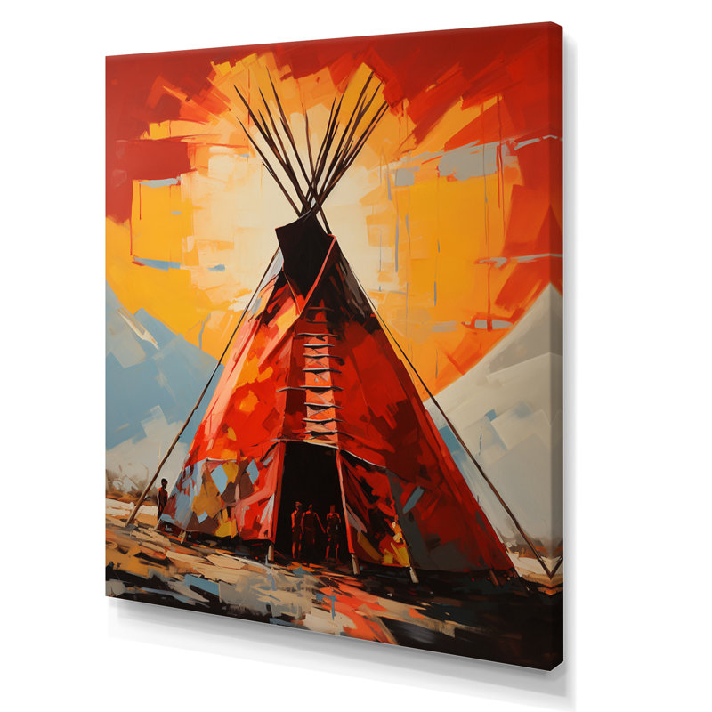 Orangenative Tipi Dancing Shadows - reproduction sur toile, H 44 po x l 34 po x P 1,5 po, Toile tendue