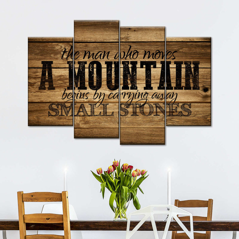 Motivation «Typographie qui déplace une montagne» sur toile, impression de 4 pièces, H 42 po x l 68 po x P 1,25 po