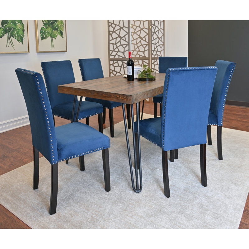 Ensemble de salle à manger Ashzo, table à manger en épingle à cheveux avec chaises, options, 7 pièces : table, 6 chaises