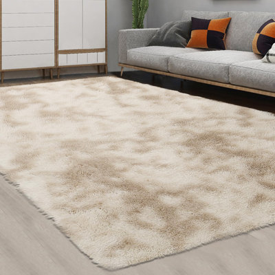 Tapis à poil long moelleux à 3 couches pour le salon, tapis pelucheux à poils longs avec envers antidérapant
