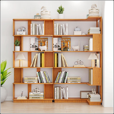 90cm Extended Freestanding Corner Bookshelf with Anti-Drop Panel and Anti-Tipping Device, Open Storage Display Cabinet in 5 Colors