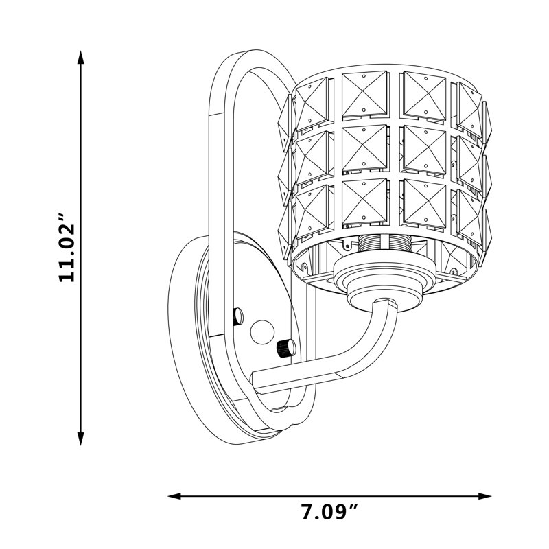 1 - Light Dimmable Black Armed Sconce