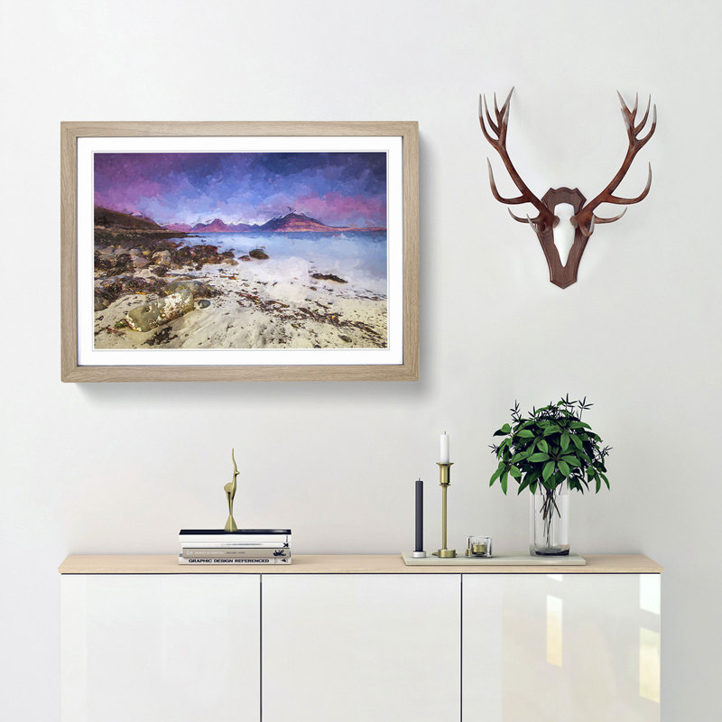 Elgol Village in the Isle of Skye in Abstract - Picture Frame Graphic Art Print, 36cm H x 48cm W x 2cm D, Oak Framed