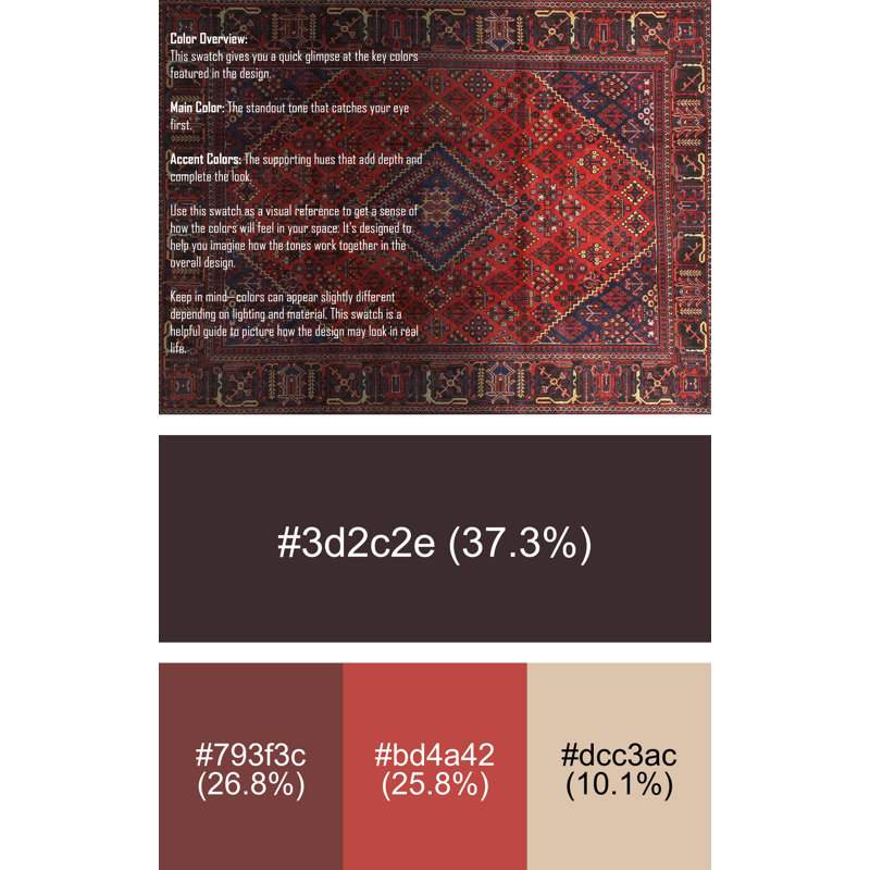 Tapis rouge à motif sud-ouest, Rectangle 5 pi x 7 pi