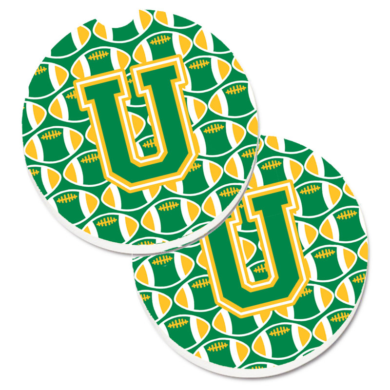 Sous-verre de football, U, Vert/doré