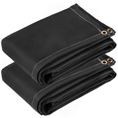 Fire Blankets, 2 Pack Welding Blankets, 8' X 10' Fire Suppression Blanket, 1022°F Flame Retardant Blanket, Black Fire Emergency Blankets, Fiberglass Fire Retardant Blanket With 12 Brass Grommets