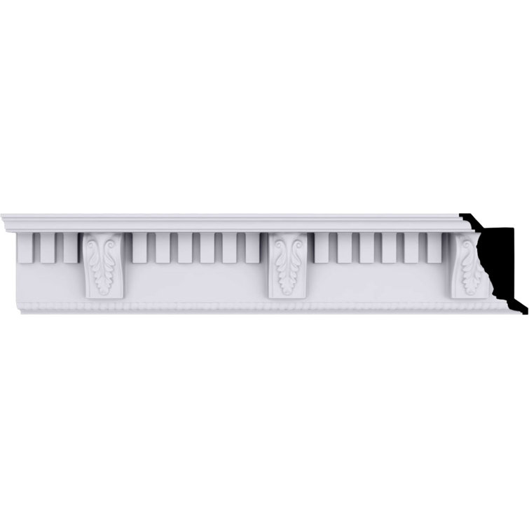 Échantillon - Dentil avec moulure couronnée, H 5 3/4 po x P 3 7/8 po x F 6 3/4 po x L 12 po (répétition 10 5/8 po)