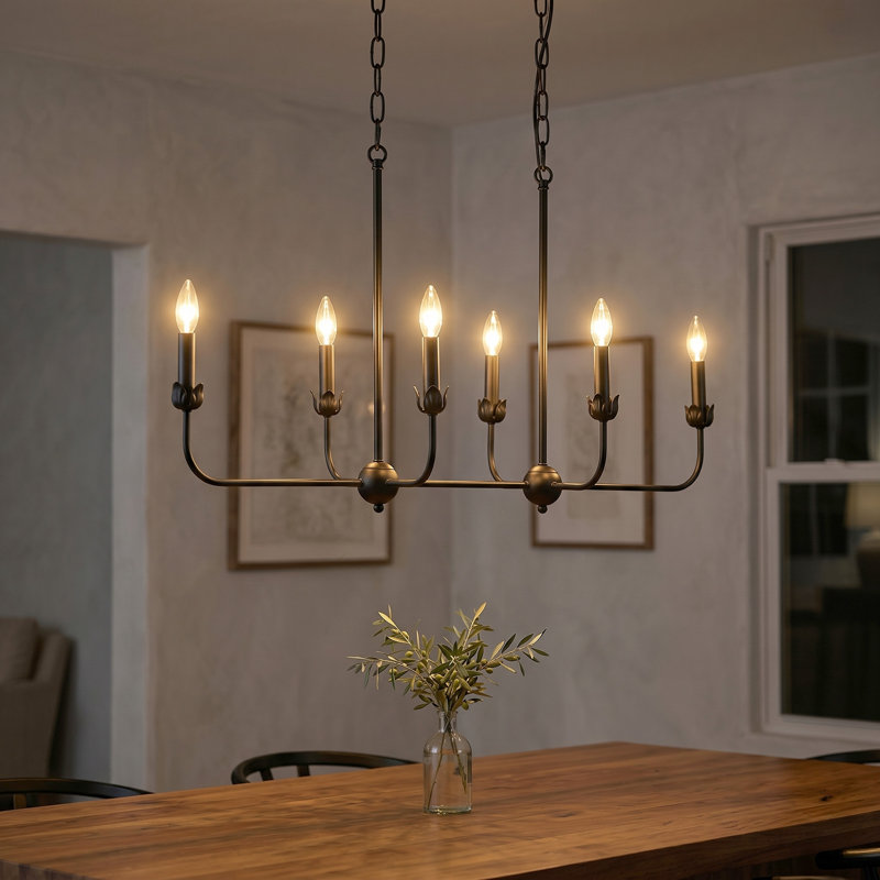 Luminaire suspendu linéaire 6 lumières pour îlot de cuisine
