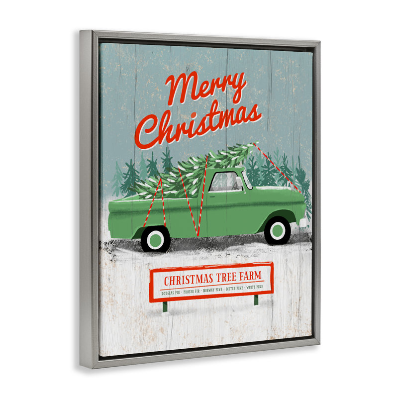 Cadre flottant Rustic Tree Farm & Truck, design par Jilly Jack Designs, H 31 po x l 25 po, Cadre flottant gris lustré