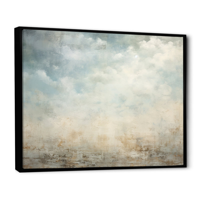 " Elegant Sky Whispers VI ", 24" H x 32" W x 1" D, Black Floater Framed