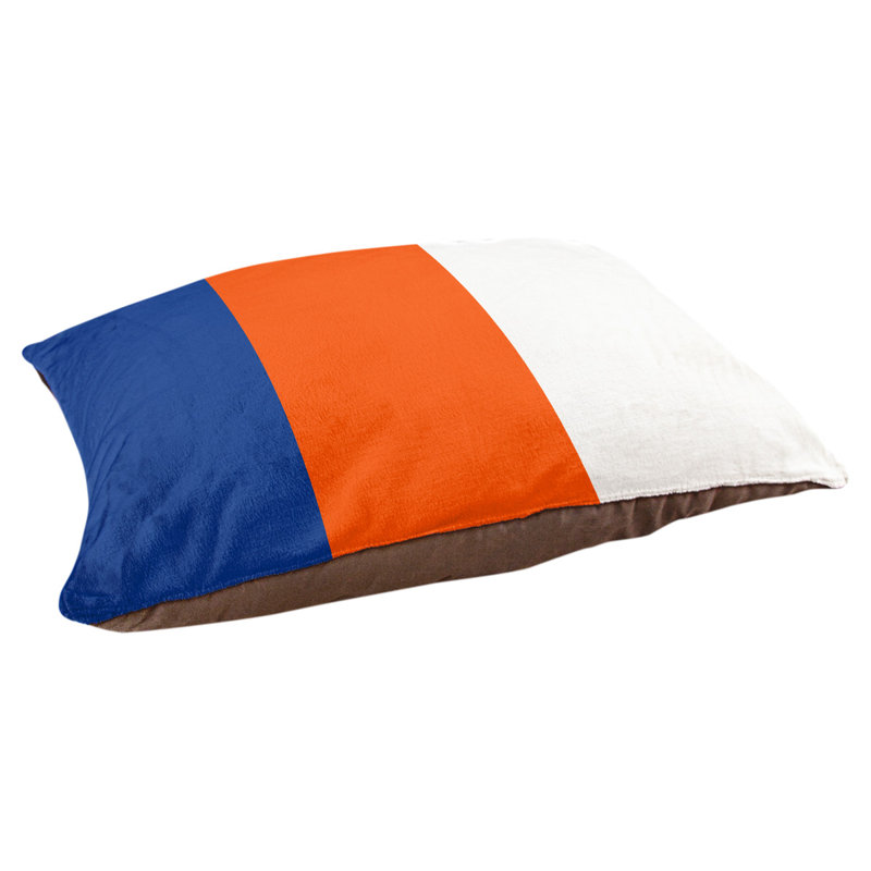Coussin pour chien hockey Las Vegas, Grand (l 50 po x P 40 po x H 17 po), Bleu royal / orange / blanc