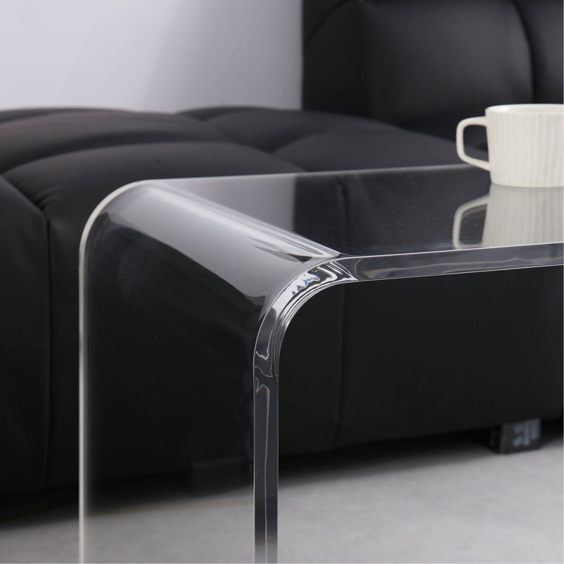39.25" Long Rectangle All Acrylic 15Mm Thick Waterfall Coffee Table, Clear