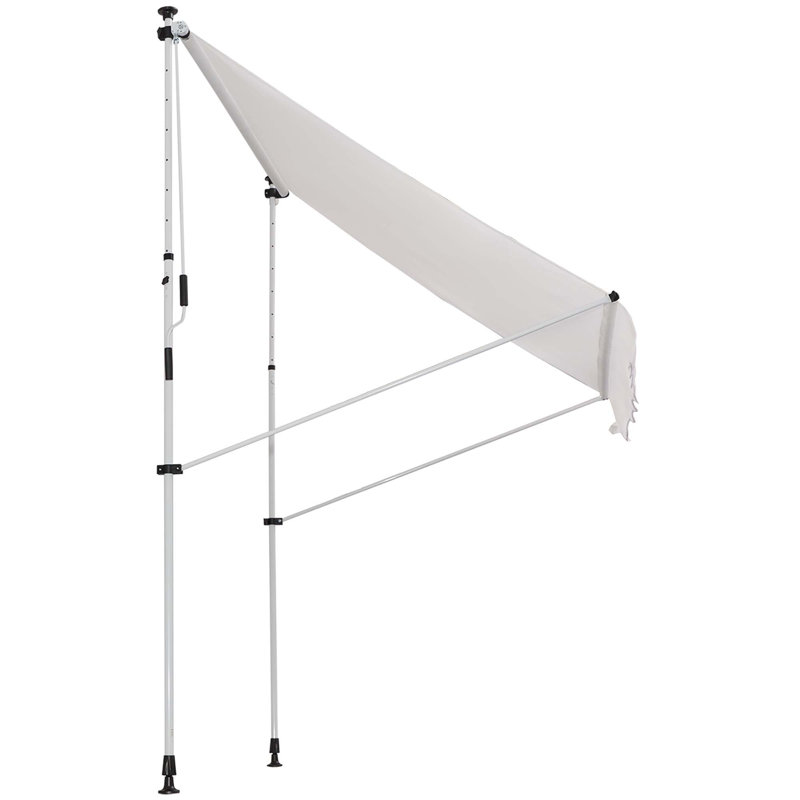 Auvent de patio manuel rétractable blanc, H 110,4 po x l 79,2 po x P 60 po
