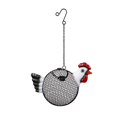 Hanging Rooster Metal Bird Seed Feeder