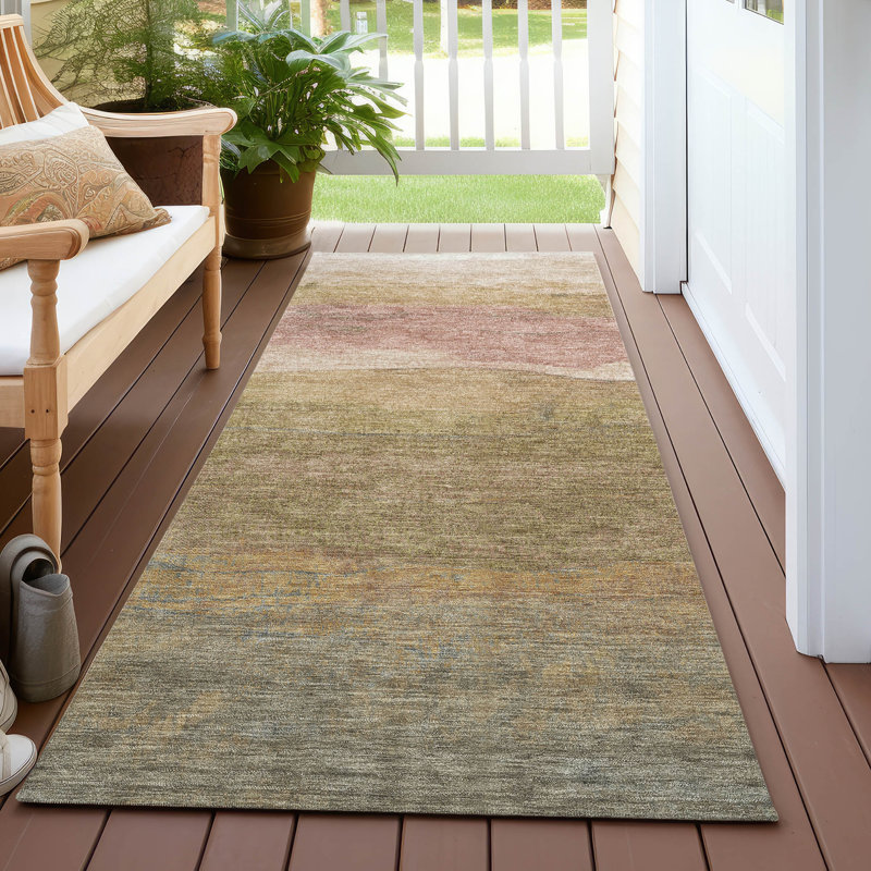 Elien Brown Washable Indoor-Outdoor Rug - LOOMLAN, 2'3" x 7'6"