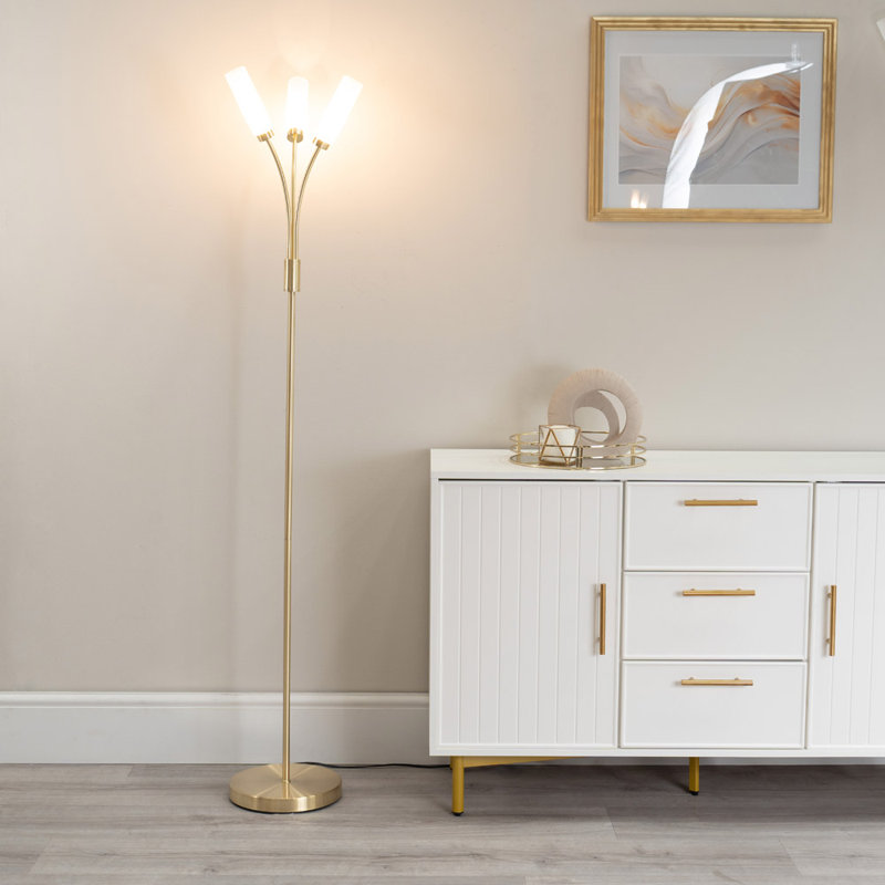 Abrianne 158.5cm Traditional Floor Lamp, Brushed Gold, No