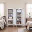 Armoire de vestiaire en métal blanc à 4 niveaux et 3 tablettes réglables, acier robuste