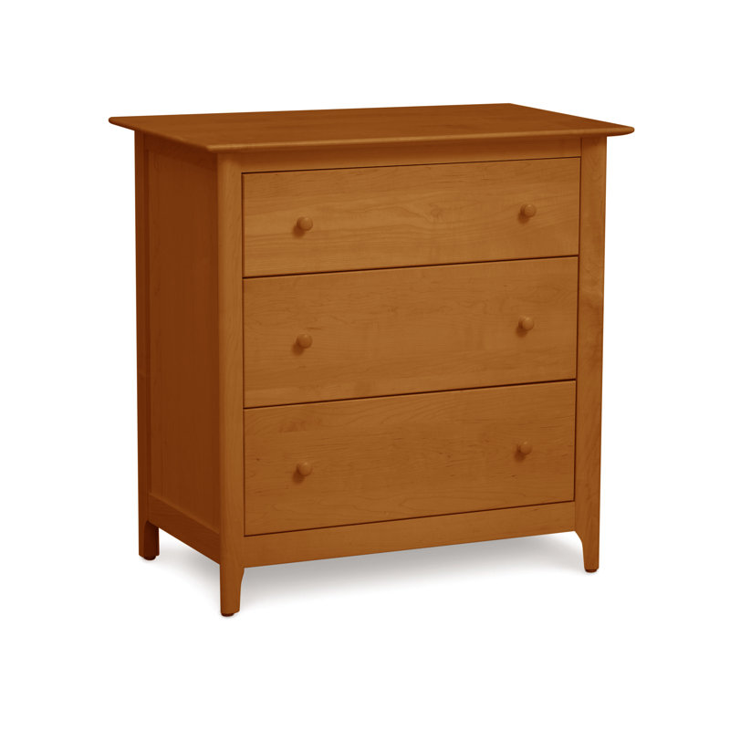 Commode en bois massif 3 tiroirs l 33,75 po Sarah, Cerise d’automne
