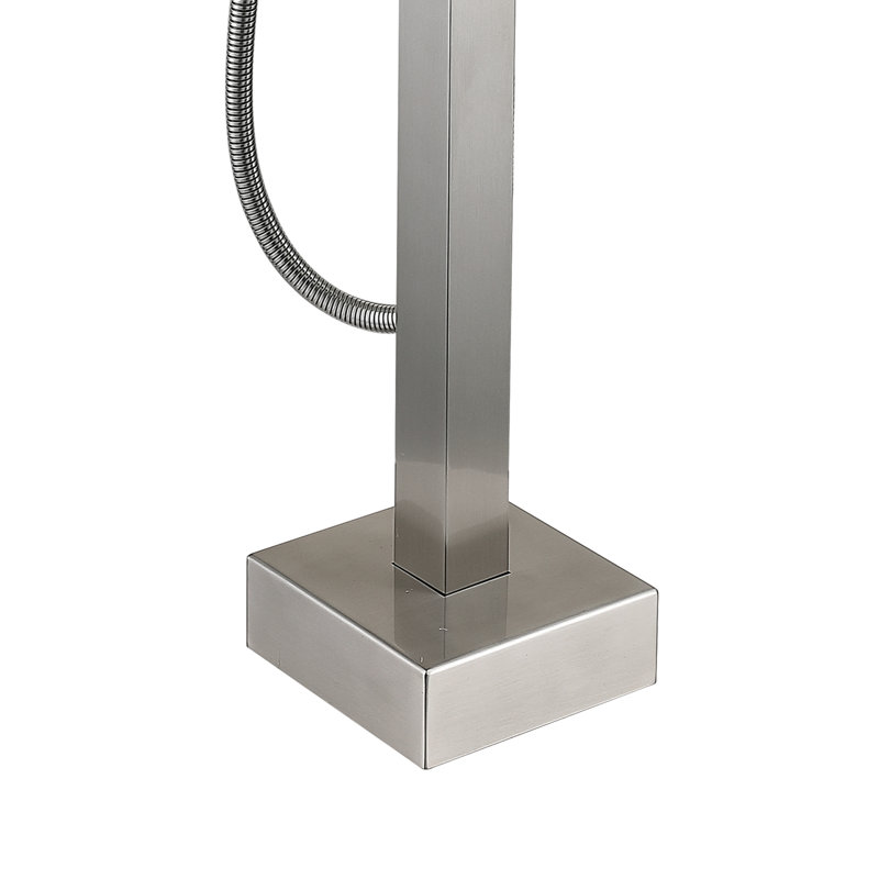 Solid Metal Freestanding Bathtub Faucet With Hand Shower In Brushed Nickel, Offering A Calming Bath Full Spray Pleasure Creating Refreshing Complete Coverage