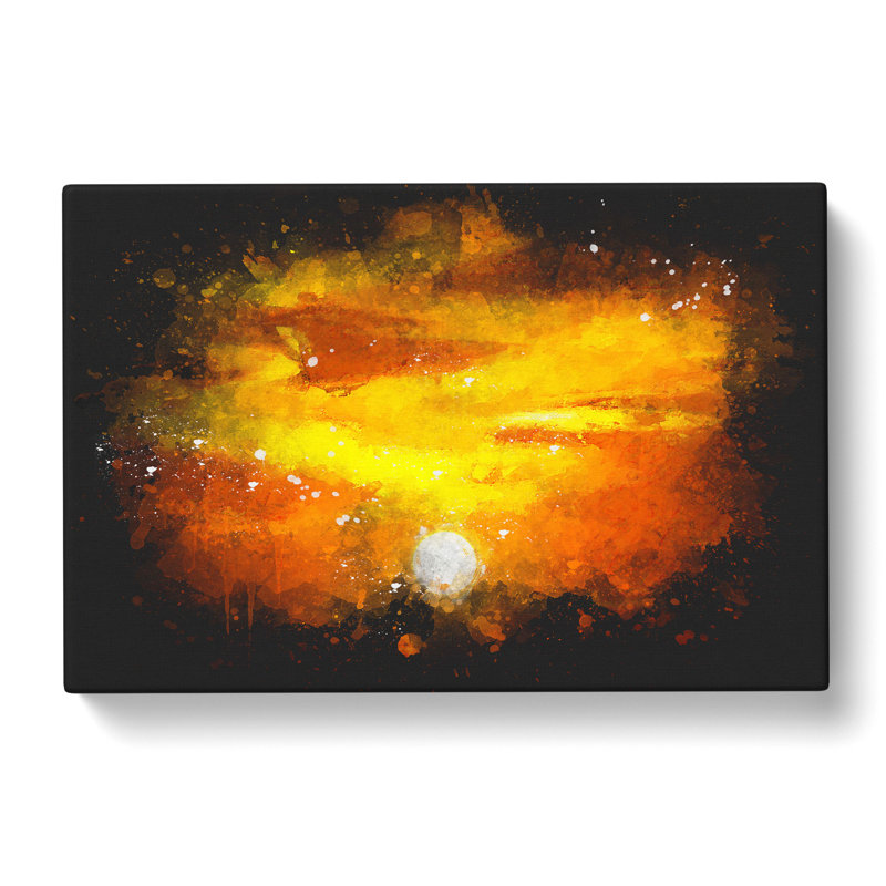 Striking Orange Sunset - Wrapped Canvas Painting, 35cm H x 50cm W x 3cm D