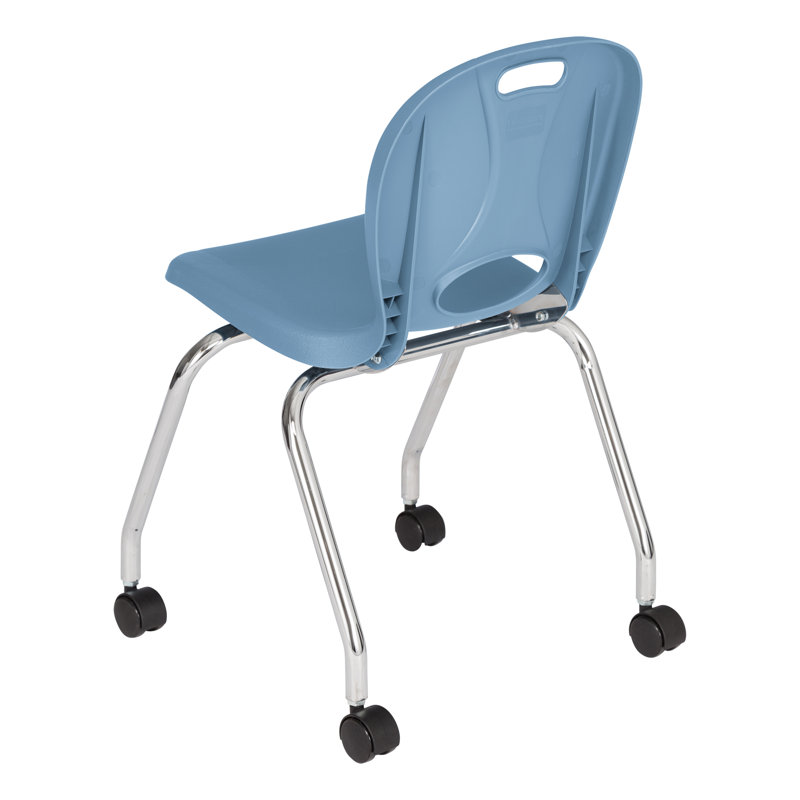 Sky Blue Polypropylene Classroom Chairs with Wheels (Set of 2)