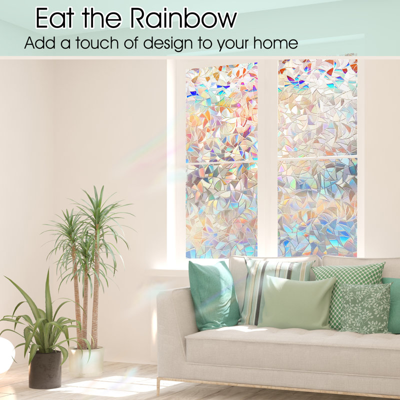 3D Rainbow Decorative Privacy Window Decal, 35.4" H x 78" W