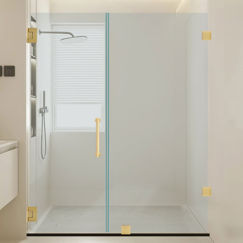 Stainless Steel Shower Hardware Accessories Bathroom Glass Door Fixing Fittings Set Including 2 Hinges 2 Handles And 3 Door Clamps Gold