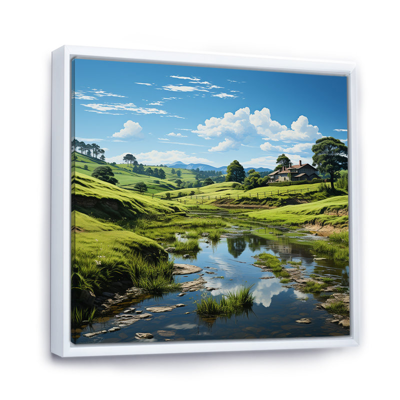 «Mountain Serenity Mountain Panorama» sur toile, Cadre flottant blanc, H 24 po x l 24 po x P 1 po