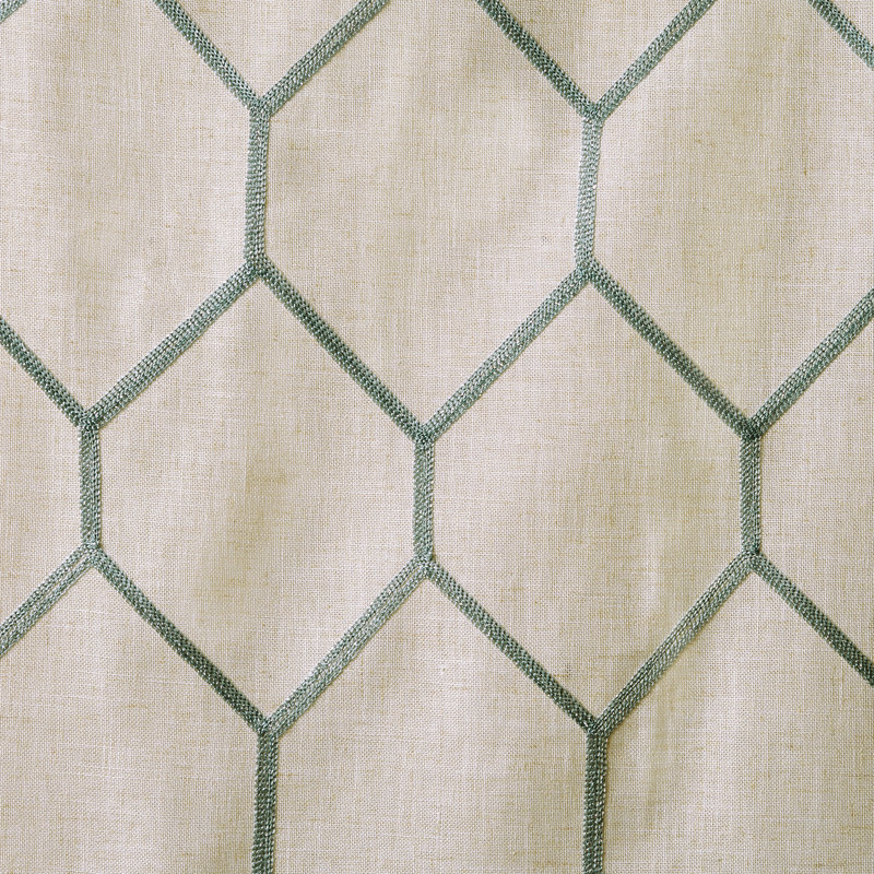 Gray Geometric Embroidered Light-Filtering Curtain Panel