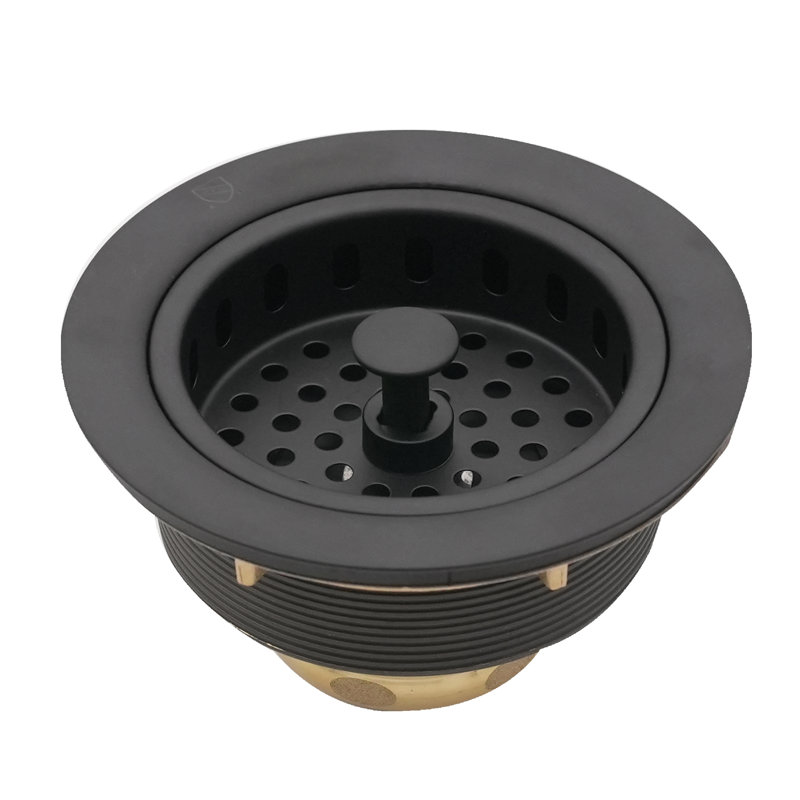 Solid Brass Style Kitchen Sink Basket Strainer, Oil Rubbed Bronze