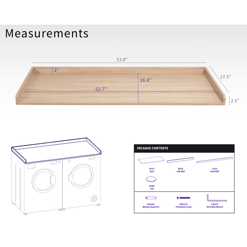 Medium Density Fiberboard (MDF) Washer/Dryer Countertop