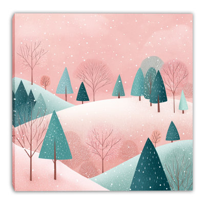 Art mural sur toile Blush Winter Hillside Trees