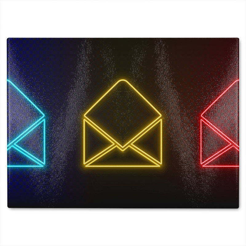 Neon Email  Glass Chopping Board, 40cm L x 28cm W