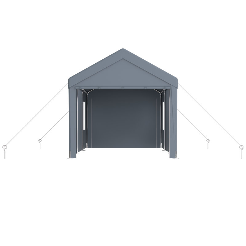 Carport 10' X 20' Portable Garage, Heavy Duty Car Port Canopy With 2 Roll-Up Doors & 4 Ventilated Windows For Car, Truck, Boat, Garden Tools,