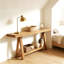 Table basse de style naturel, table d'entrée en bois, console élégante
