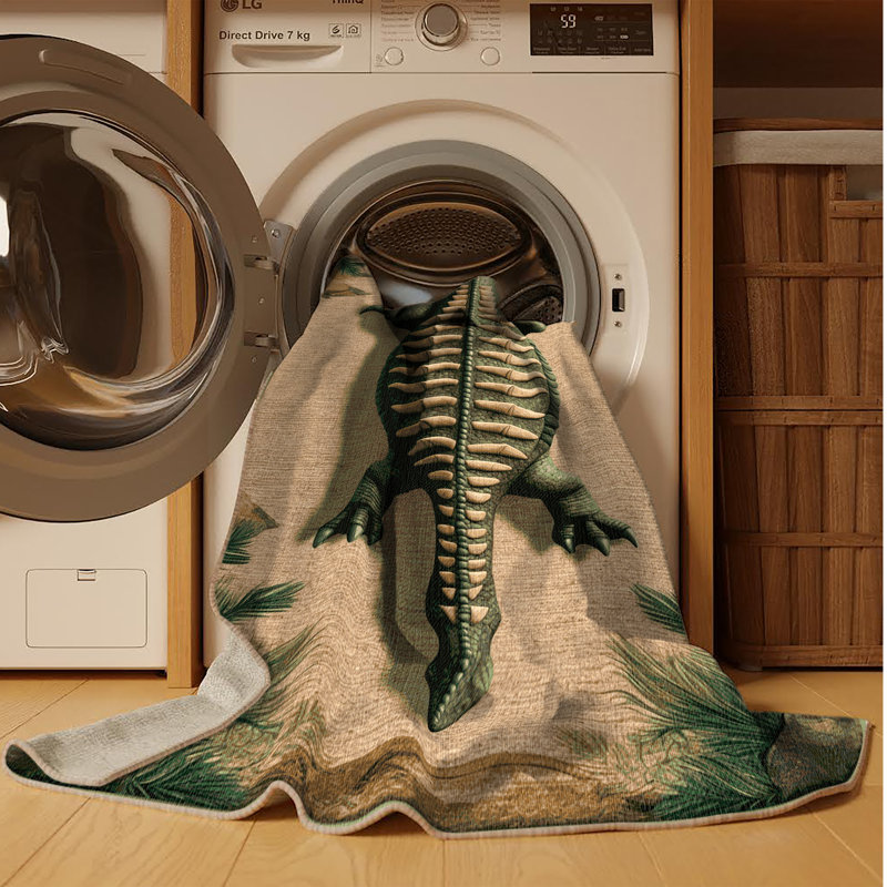 Machine Washable Dinosaurs Beige Area Rug, Square 3'