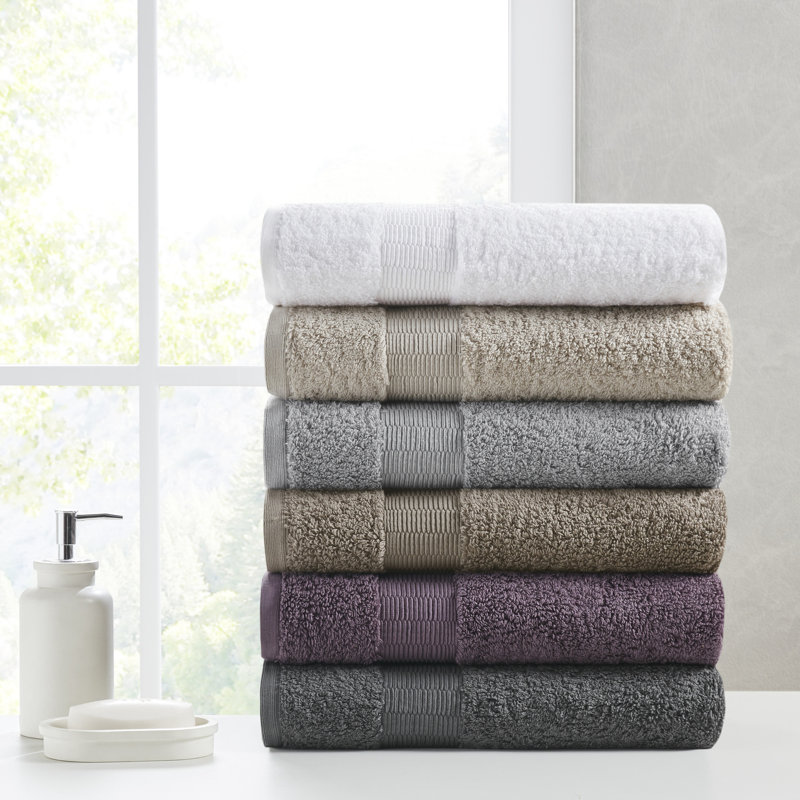 Luxurious Sand and White Egyptian Cotton 6-Piece Towel Set