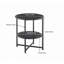Petite table d'appoint ronde, table de bout campagnarde à 2 niveaux, tables d'appoint pour petits espaces, tables de chevet pour le salon des chambres à coucher, tables basses avec tablette de rangement