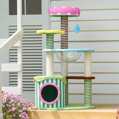 4 Tiers Cat Tree with Condons,Perch,Scratching Posts