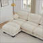 Canapé modulaire confortable à 4 places en tissu de chenille plissé avec siège ergonomique en mousse haute densité, canapé modulaire en forme de U avec 2 repose-pieds, accoudoirs arrondis arrondis et 2 coussins décoratifs ronds-130632922-130632923