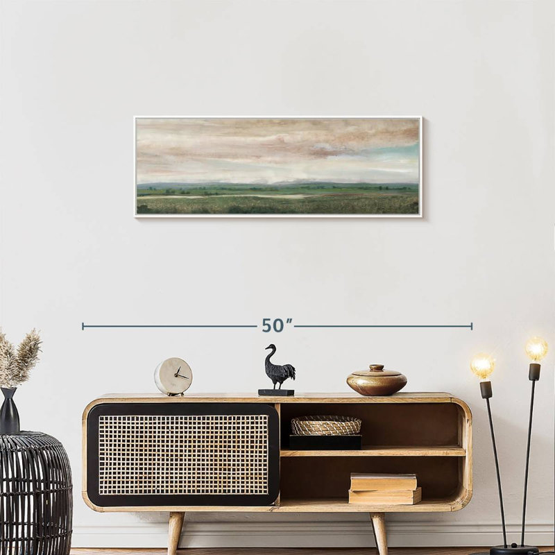 Sky Line II, 37" X 13", Floating Frame White