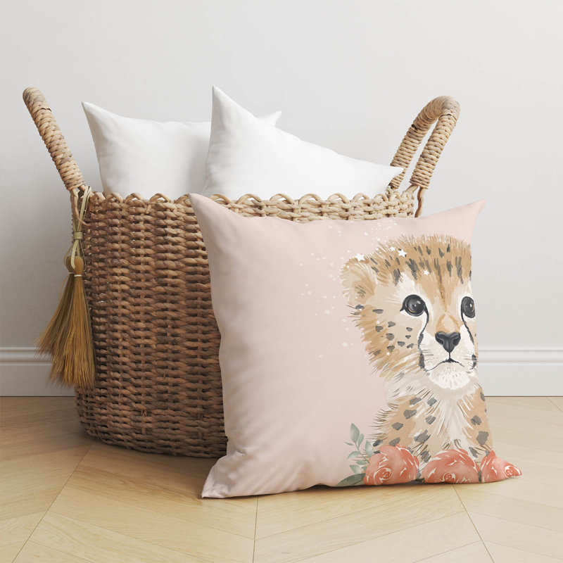 Lil Leopard Pink Pillow, 20" H x 20" W