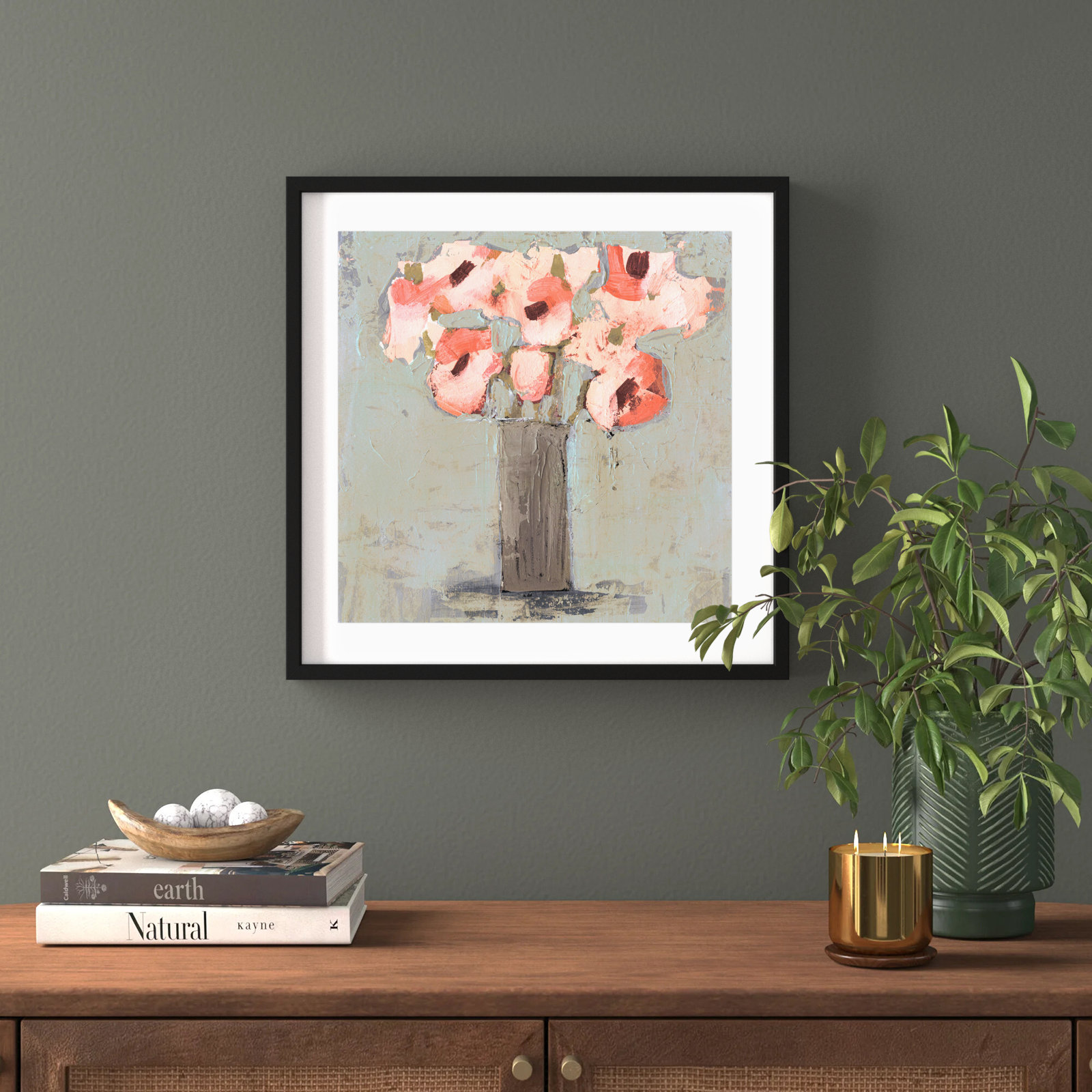 Pale Rustic Bouquet I Painting by Victoria Borges, Black, 12"H x 12"W