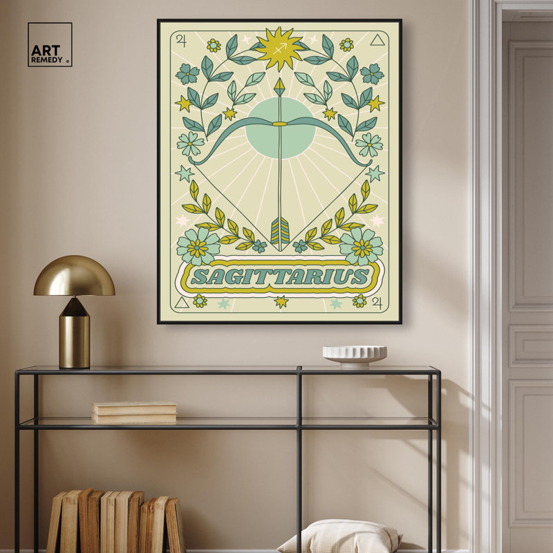 Horoscope sur toile Sagittaire, H 31 po x l 25 po, Cadre noir