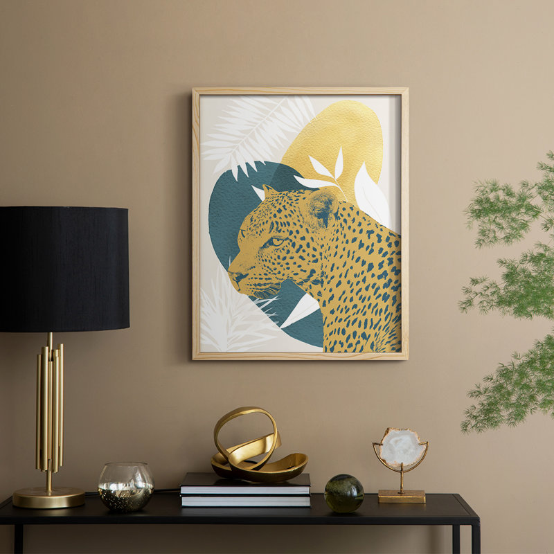 «Jungle Cat II», reproduction encadrée - bois massif, Naturel, H 11 po x l 9 po